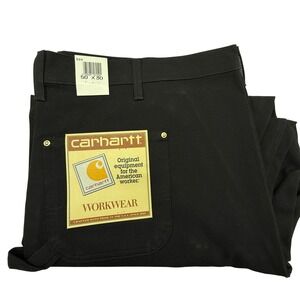 Carhartt B01 BLK Double Front Work Dungaree Pants Black 50x30‎ USA NWT